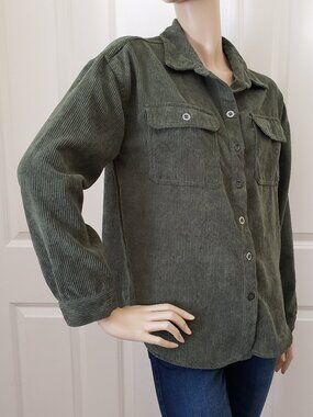 Velvet Heart Corduroy Shirt Jacket Shaket SZ M Dark Green